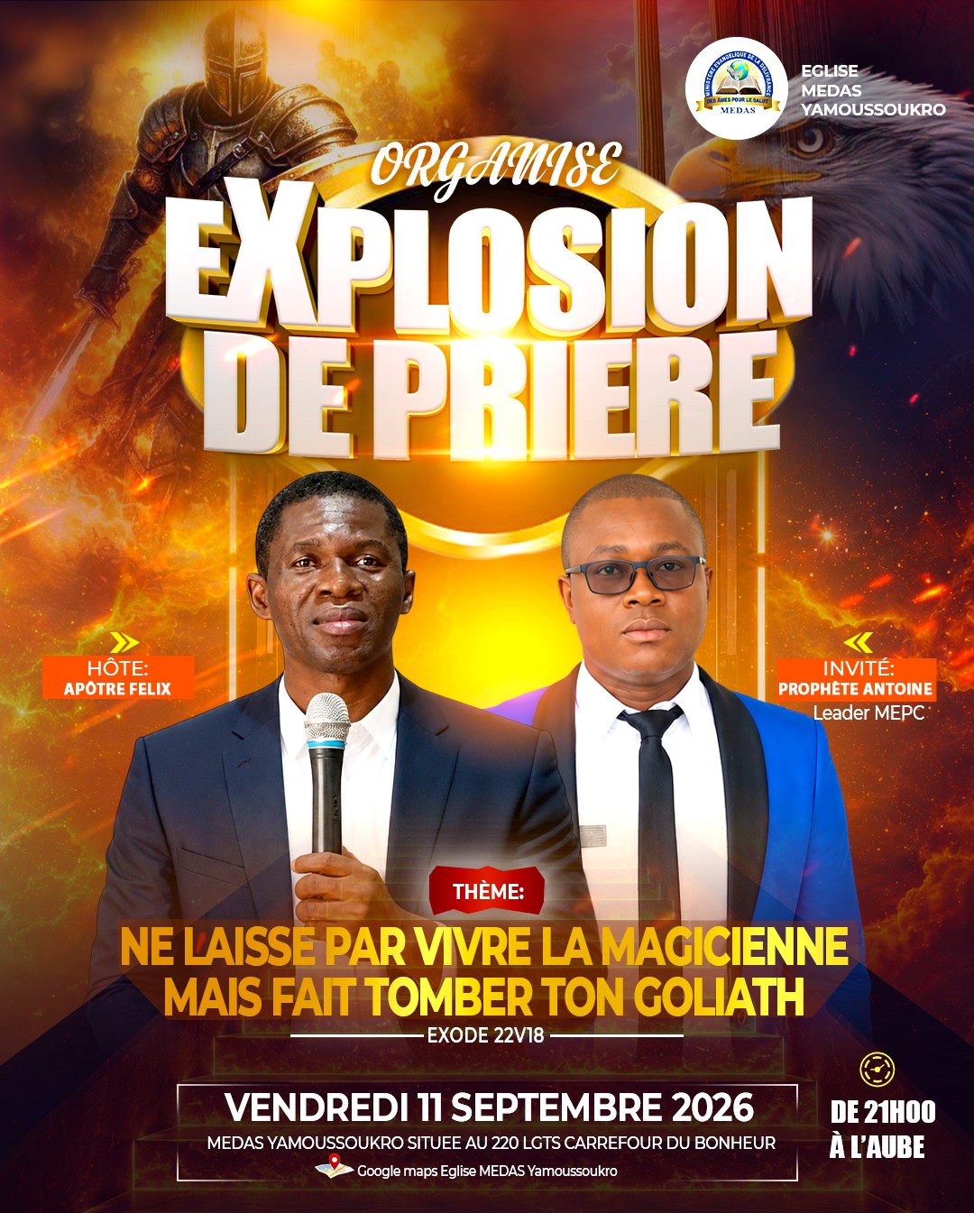 Affiche Explosion de Prière, veillée du 11 septembre 2026